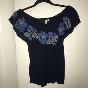 Embroidered off the shoulder top!